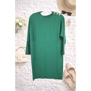 Collectibles Seattle Wms Wool Dress Small Green Gold Button 80s Vintage Mod